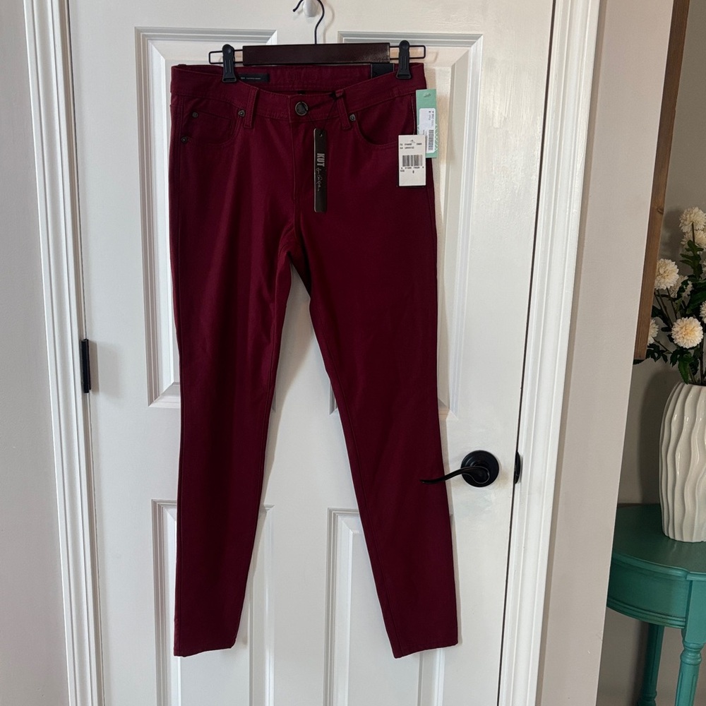 SKINN Deep Red Denim Pants